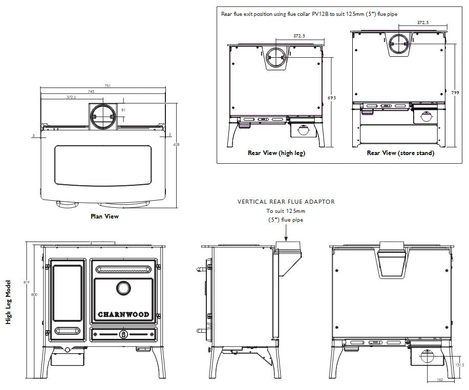 Charnwood, Haven Wood Stove on legs